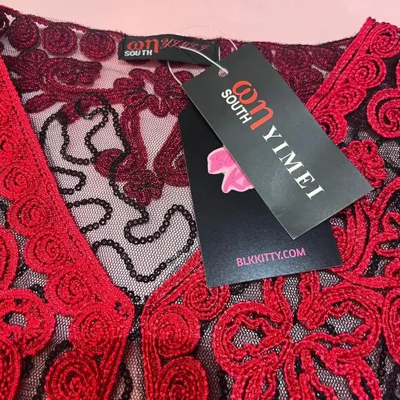 Mesh Embroidered Sequin Top M NWT - Picture 6 of 8